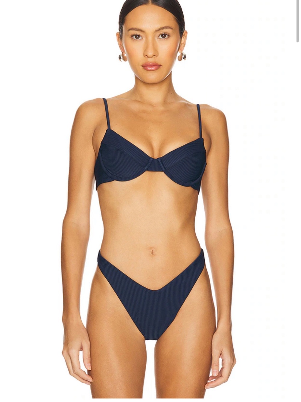 Faithfull the Brand Navy Ribbed Underwire Bikini